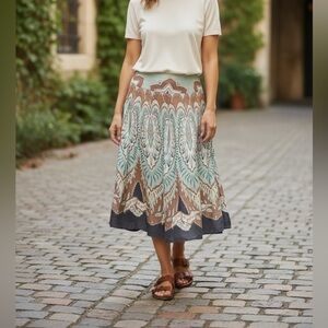 COLDWATER CREEK  vintage Silk Twill Midi Full Skirt size L